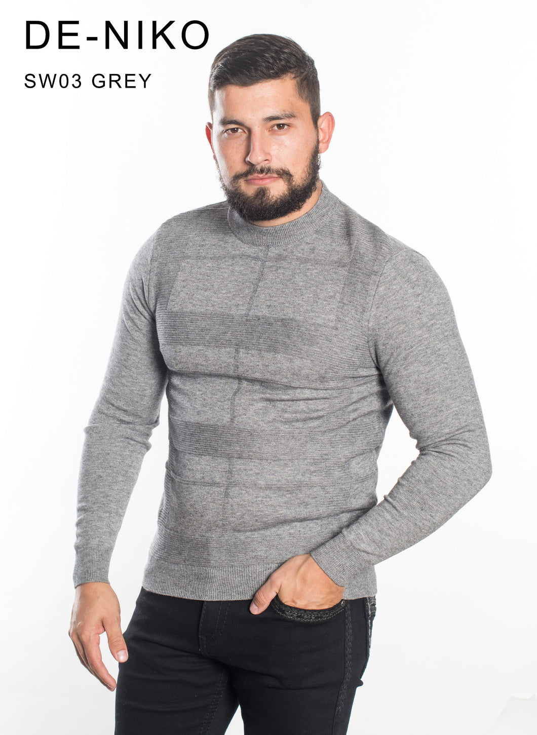 MENS CROSS STRIPE KNIT SWEATER