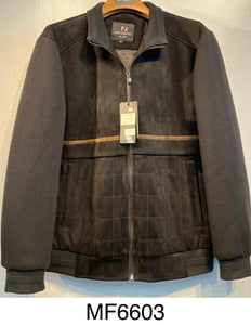 Mens De Niko Black Sued Leather Zipper Jacket MF-6603