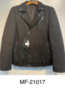 Mens De Niko Black Sued Leather Zipper Jacket Black Lining MF-21017