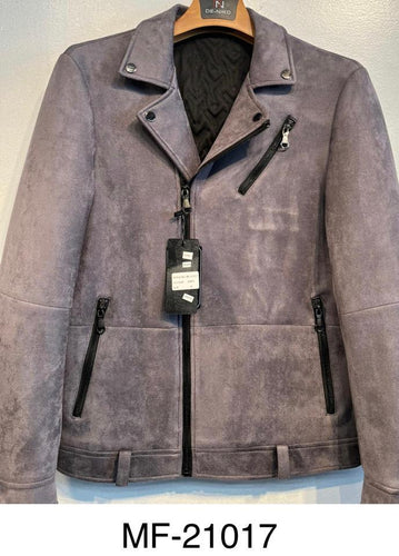 Mens De Niko Gray Sued Leather Zipper Jacket Black Lining MF-21017