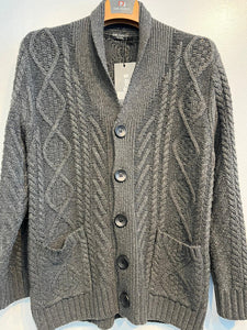 Mens De Niko Dark Gray Knit Button Up Sweater with Pockets.