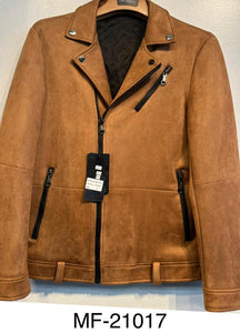 Mens De Niko Brown Sued Leather Zipper Jacket Black Lining MF-21017