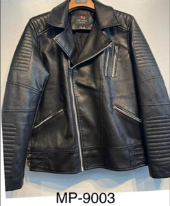 Mens De Niko Black Zip Up Leather Jacket With Zipper Pockets. MP-9003